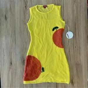 STAUD Patrizia Mini Citrus Crochet Dress